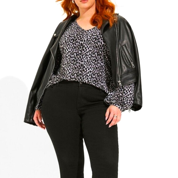 ❤️NWT VINTAGE TORRID TOP - CHEETAH ANIMAL PRINT BLOUSE - PUFF SLEEVE - PLUS SIZE - Picture 10 of 13